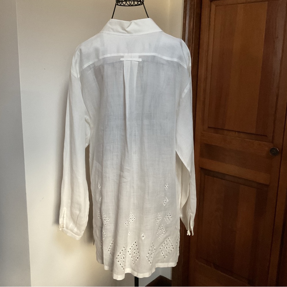 Faconnable cream linen blouse, Medium - Picture 5 of 5